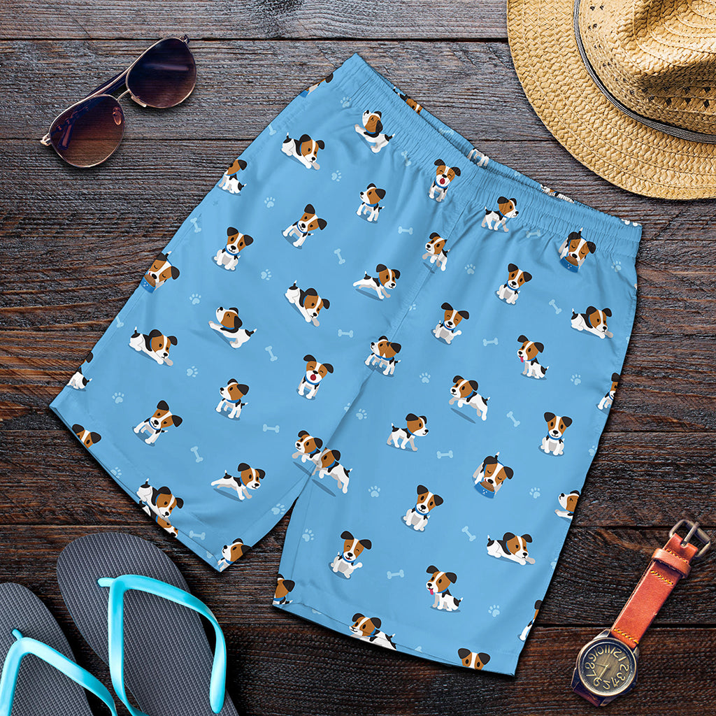 Blue Jack Russell Terrier Pattern Print Men's Shorts