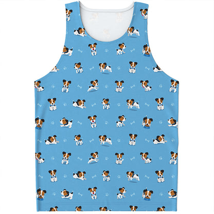 Blue Jack Russell Terrier Pattern Print Men's Tank Top
