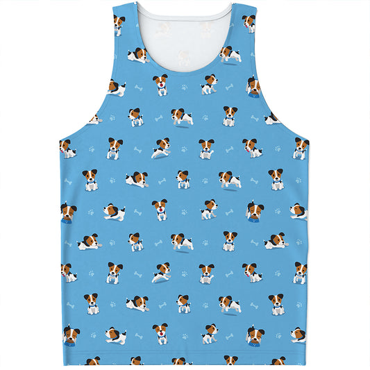 Blue Jack Russell Terrier Pattern Print Men's Tank Top