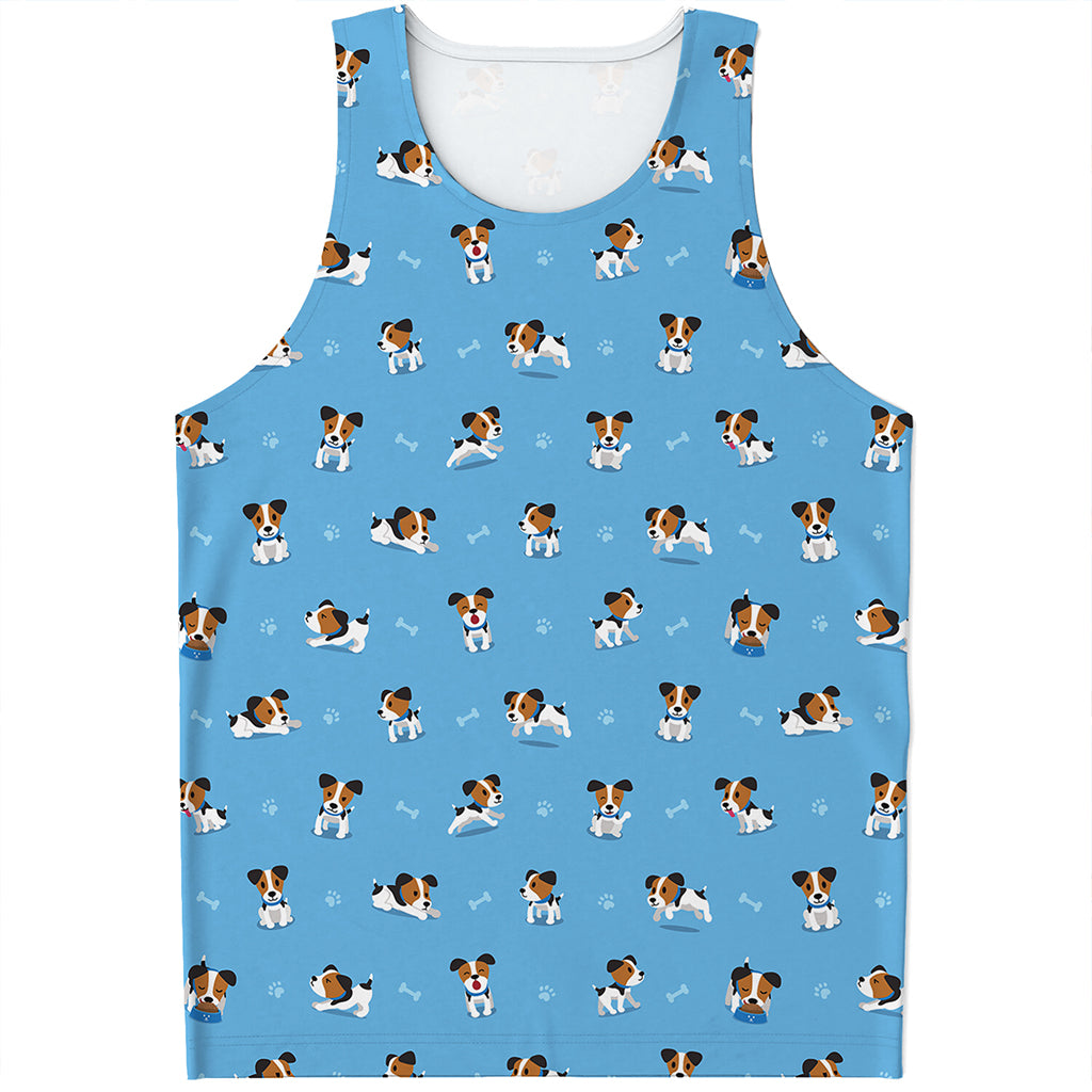 Blue Jack Russell Terrier Pattern Print Men's Tank Top