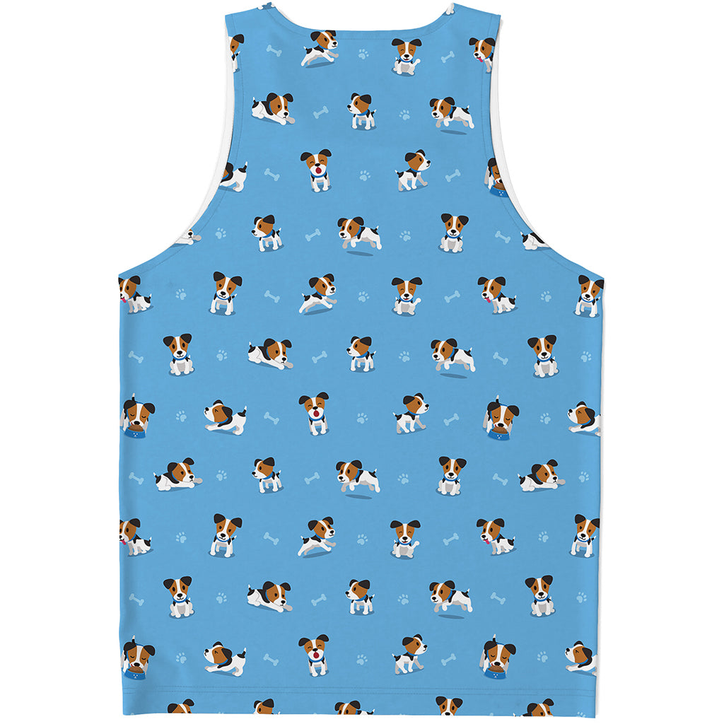 Blue Jack Russell Terrier Pattern Print Men's Tank Top