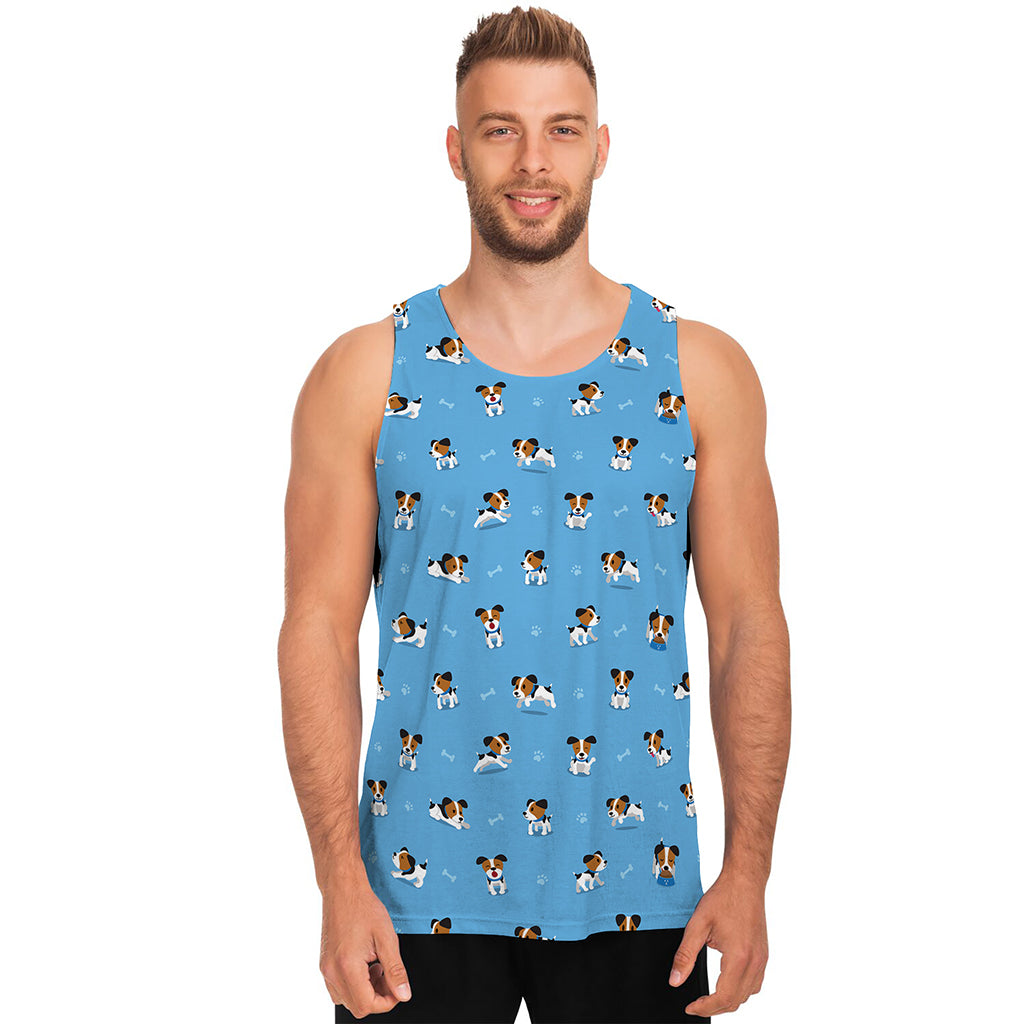 Blue Jack Russell Terrier Pattern Print Men's Tank Top