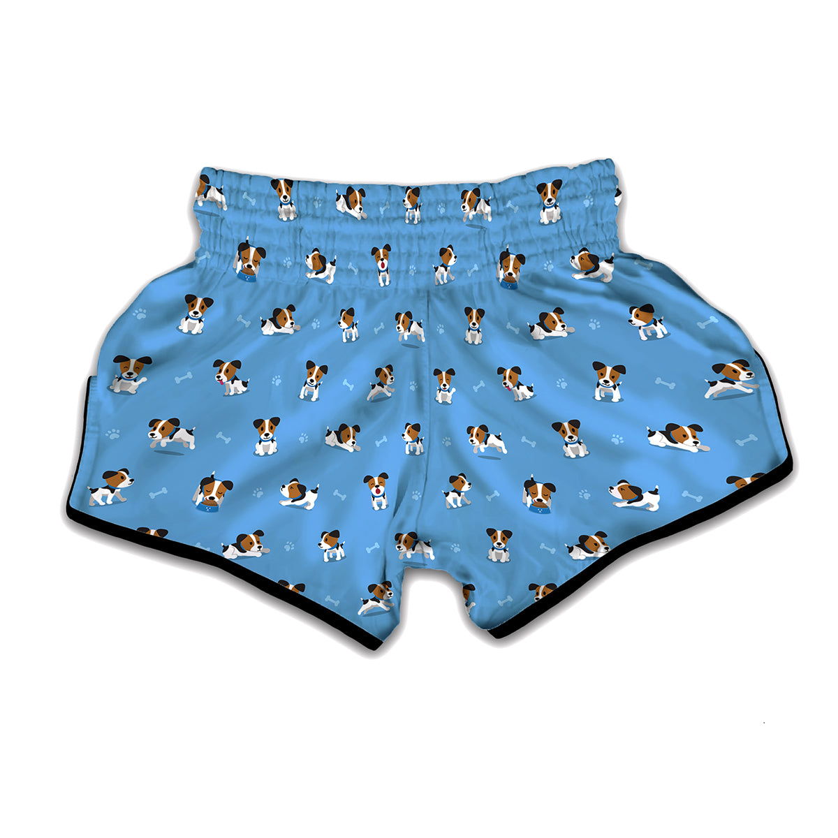 Blue Jack Russell Terrier Pattern Print Muay Thai Boxing Shorts