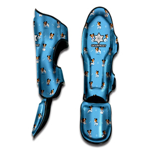 Blue Jack Russell Terrier Pattern Print Muay Thai Shin Guard