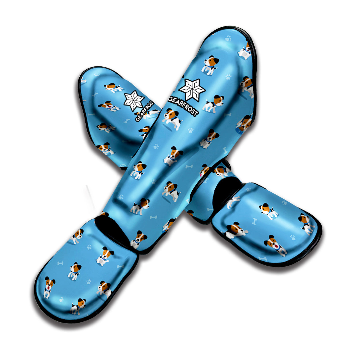 Blue Jack Russell Terrier Pattern Print Muay Thai Shin Guard