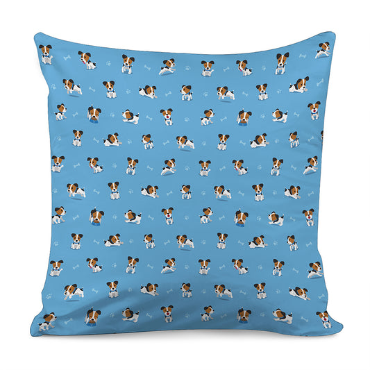 Blue Jack Russell Terrier Pattern Print Pillow Cover