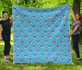Blue Jack Russell Terrier Pattern Print Quilt