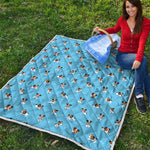 Blue Jack Russell Terrier Pattern Print Quilt