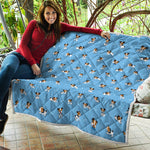 Blue Jack Russell Terrier Pattern Print Quilt