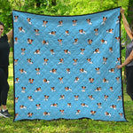Blue Jack Russell Terrier Pattern Print Quilt
