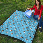 Blue Jack Russell Terrier Pattern Print Quilt