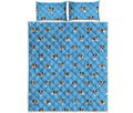 Blue Jack Russell Terrier Pattern Print Quilt Bed Set