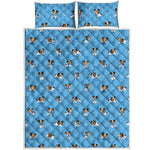 Blue Jack Russell Terrier Pattern Print Quilt Bed Set
