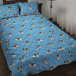 Blue Jack Russell Terrier Pattern Print Quilt Bed Set