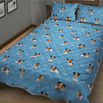 Blue Jack Russell Terrier Pattern Print Quilt Bed Set