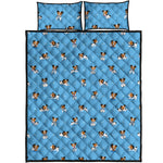 Blue Jack Russell Terrier Pattern Print Quilt Bed Set