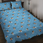 Blue Jack Russell Terrier Pattern Print Quilt Bed Set
