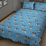 Blue Jack Russell Terrier Pattern Print Quilt Bed Set