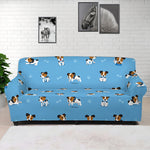 Blue Jack Russell Terrier Pattern Print Sofa Cover