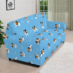 Blue Jack Russell Terrier Pattern Print Sofa Cover