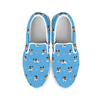 Blue Jack Russell Terrier Pattern Print White Slip On Shoes