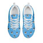 Blue Jack Russell Terrier Pattern Print White Sneakers