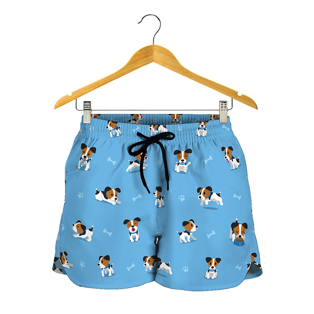 Blue Jack Russell Terrier Pattern Print Women's Shorts