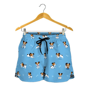 Blue Jack Russell Terrier Pattern Print Women's Shorts