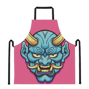 Blue Japanese Demon Print Apron