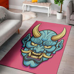 Blue Japanese Demon Print Area Rug