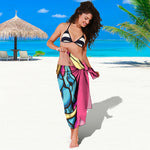 Blue Japanese Demon Print Beach Sarong Wrap