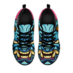 Blue Japanese Demon Print Black Sneakers