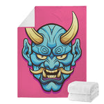 Blue Japanese Demon Print Blanket