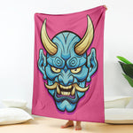 Blue Japanese Demon Print Blanket