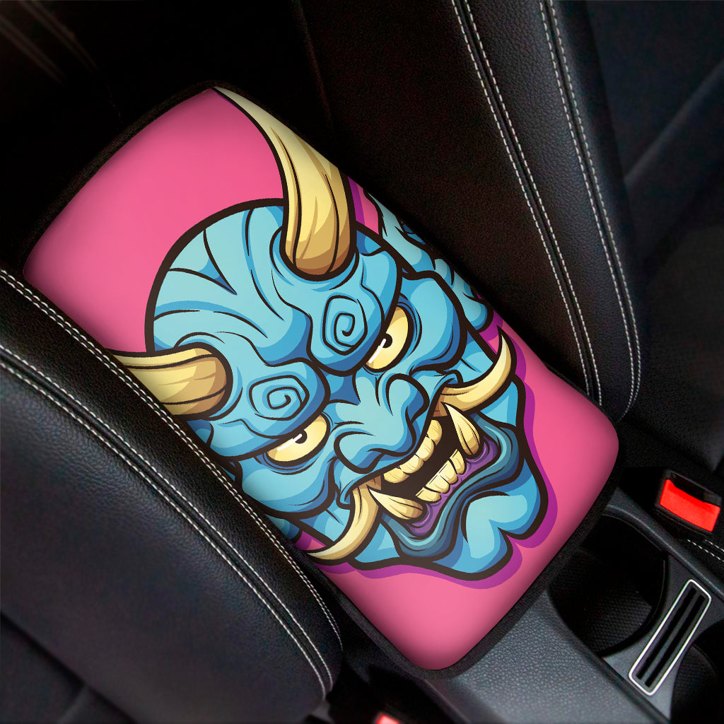 Blue Japanese Demon Print Car Center Console Cover