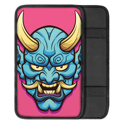 Blue Japanese Demon Print Car Center Console Cover