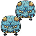 Blue Japanese Demon Print Car Headrest Covers