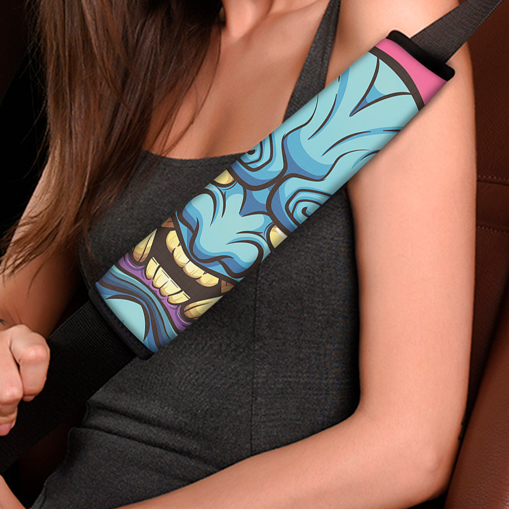 Blue Japanese Demon Print Car Seat Belt Covers