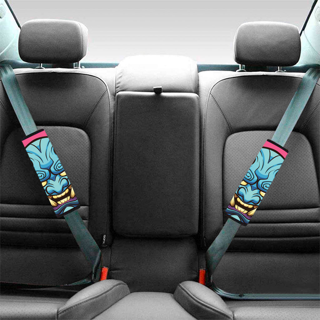 Blue Japanese Demon Print Car Seat Belt Covers