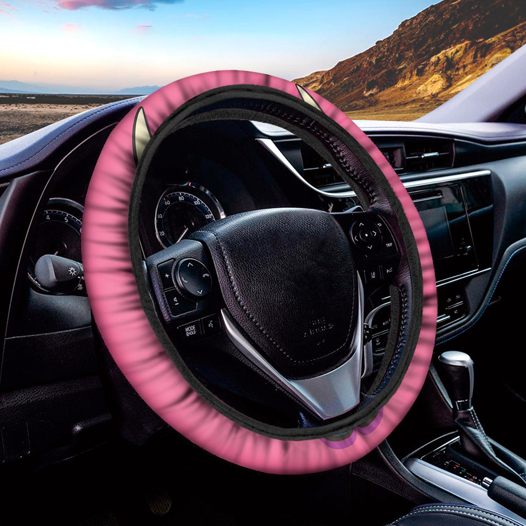 Blue Japanese Demon Print Car Steering Wheel Cover