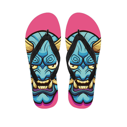 Blue Japanese Demon Print Flip Flops