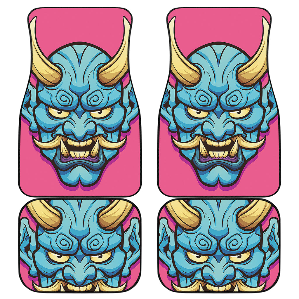 Blue Japanese Demon Print Front and Back Car Floor Mats