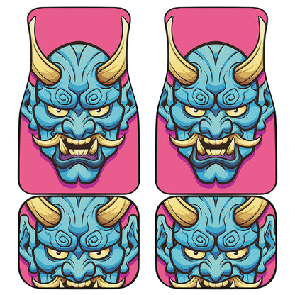 Blue Japanese Demon Print Front and Back Car Floor Mats