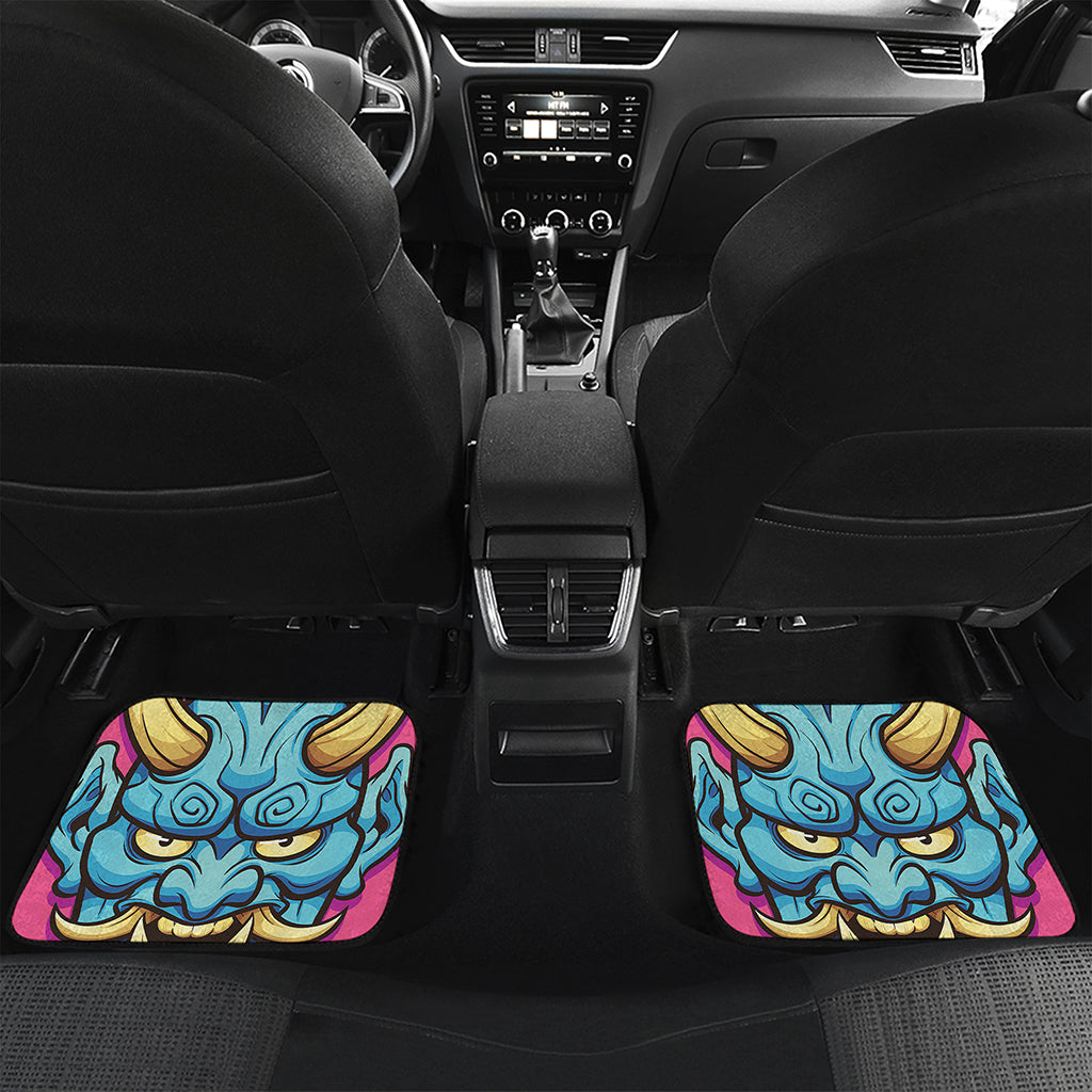 Blue Japanese Demon Print Front and Back Car Floor Mats