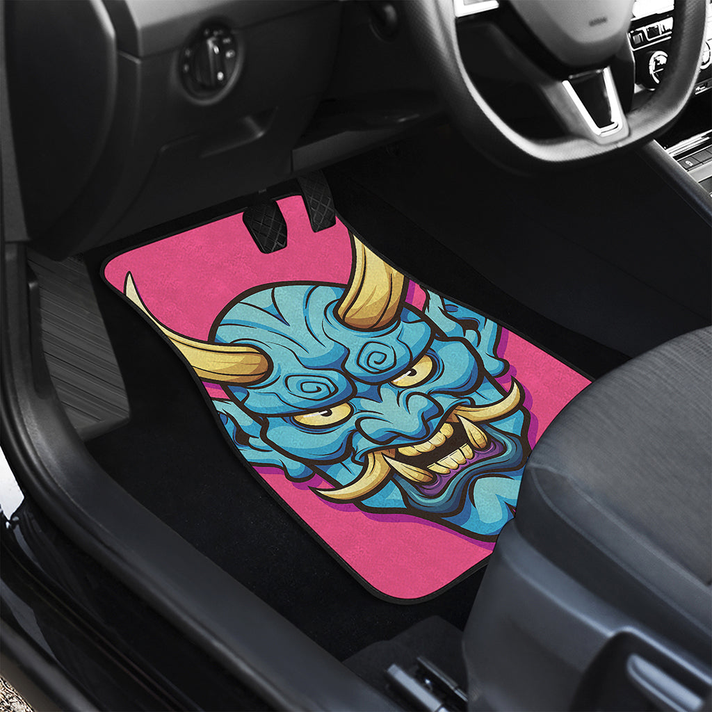 Blue Japanese Demon Print Front and Back Car Floor Mats