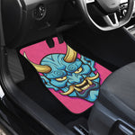 Blue Japanese Demon Print Front and Back Car Floor Mats