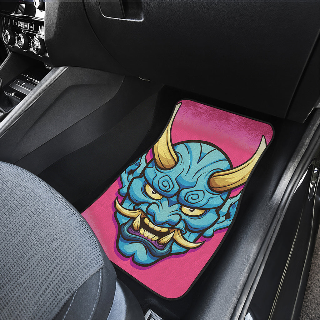 Blue Japanese Demon Print Front and Back Car Floor Mats