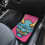Blue Japanese Demon Print Front and Back Car Floor Mats