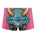 Blue Japanese Demon Print Men's Boxer Briefs
