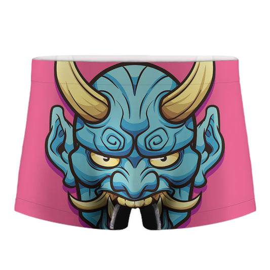 Blue Japanese Demon Print Men's Boxer Briefs